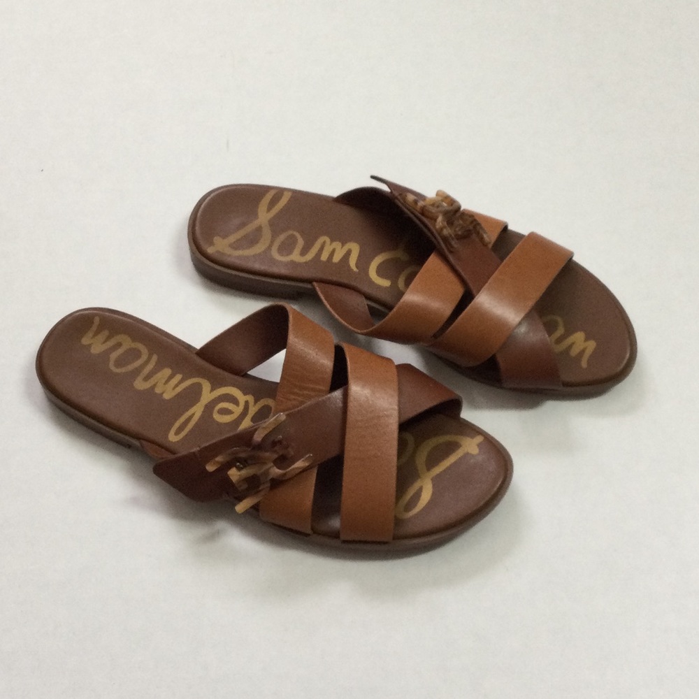 Sam Edelman Brown Leather Slide Sandals